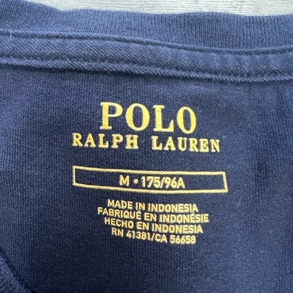 Polo Ralph Lauren Navy Blue V-Neck T-Shirt M - Picture 3 of 3